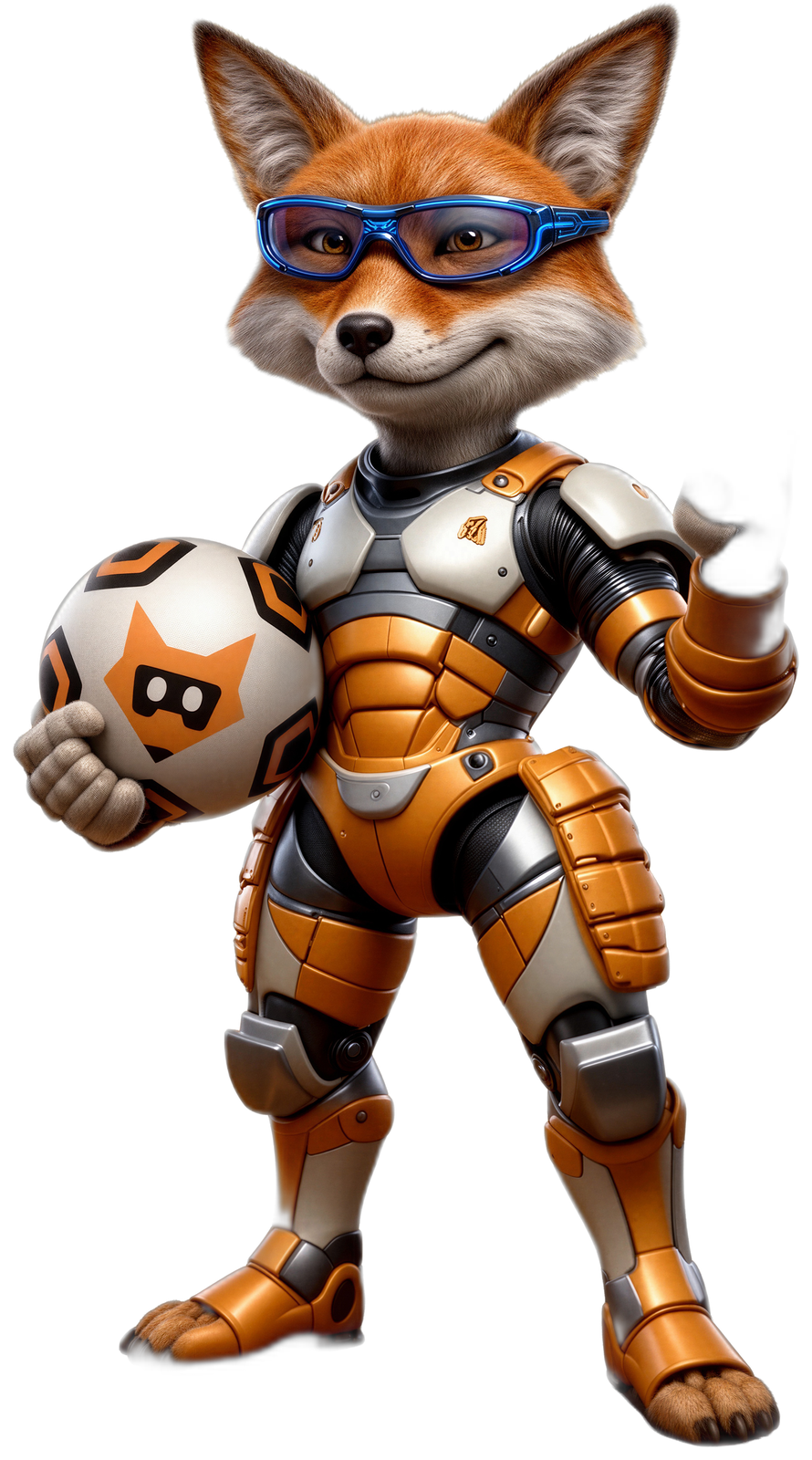 The Foxsy AI fox holding a football
